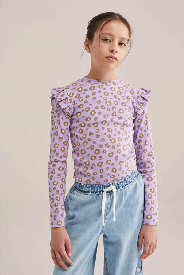 WE Fashion longsleeve rib gebreid lichtpaars