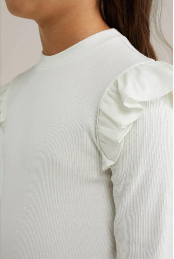 WE Fashion longsleeve rib gebreid wit - Foto 2