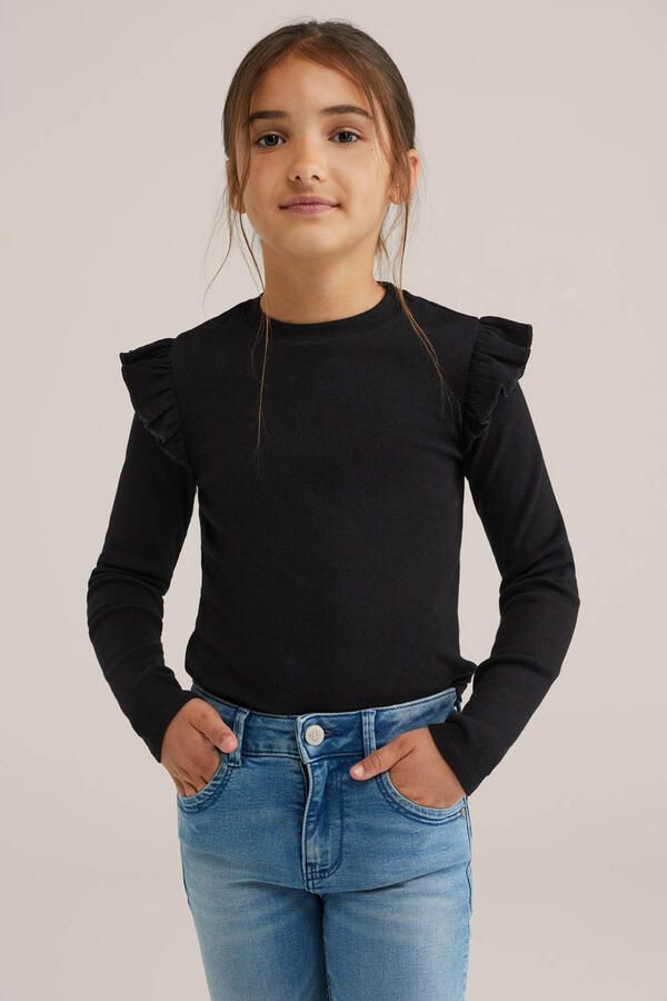 WE Fashion longsleeve zwart wit (set van 2)