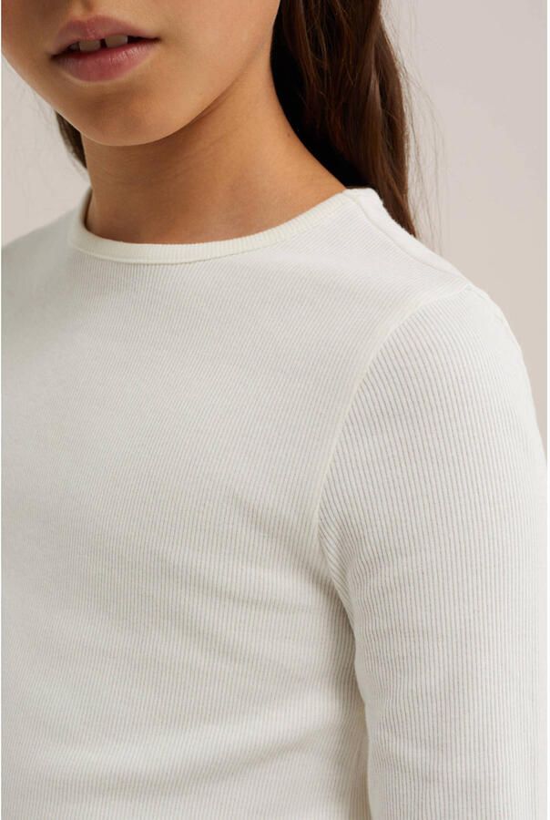 WE Fashion longsleeve hardblauw Meisjes Stretchkatoen Ronde hals Effen 122 128