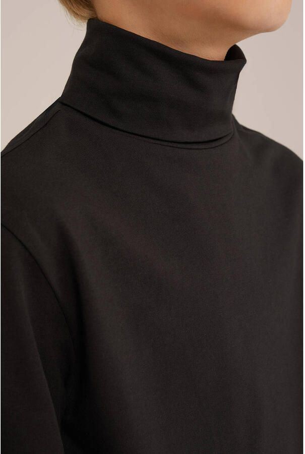 WE Fashion longsleeve zwart Jongens Stretchkatoen Col Effen 110 116 - Foto 3