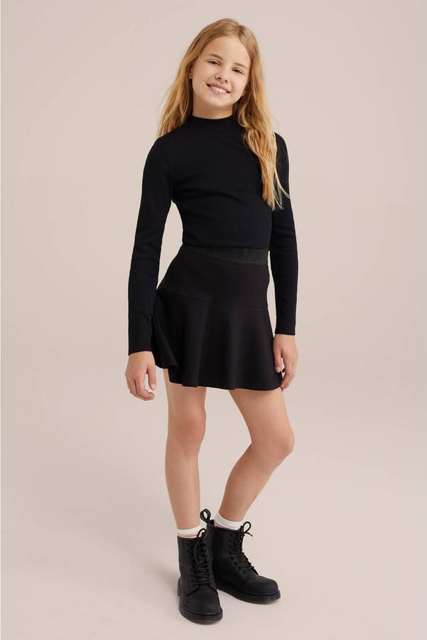 WE Fashion longsleeve zwart Meisjes Katoen Col Effen 110 116 - Foto 3