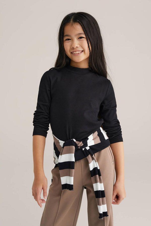 WE Fashion longsleeve zwart Meisjes Katoen Col Effen 110 116 - Foto 2