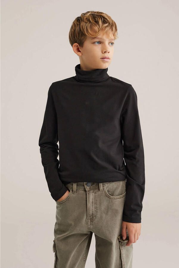WE Fashion longsleeve zwart Jongens Stretchkatoen Col Effen 110 116 - Foto 4