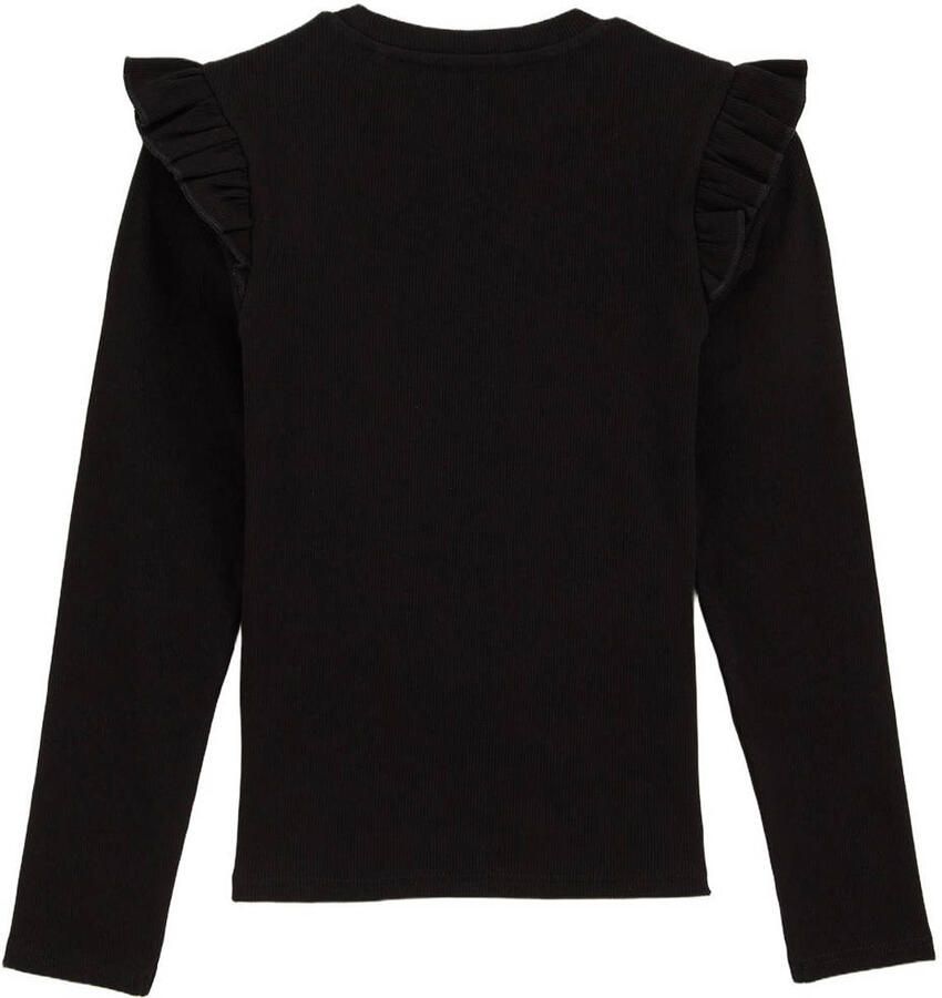 WE Fashion longsleeve zwart rib gebreid - Foto 2