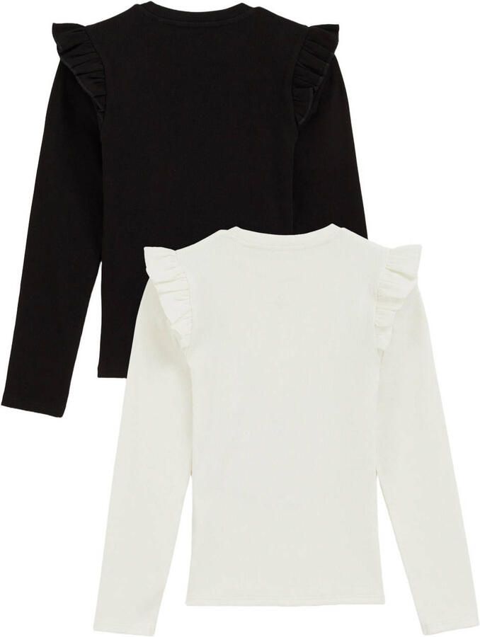 WE Fashion longsleeve zwart wit (set van 2) - Foto 2