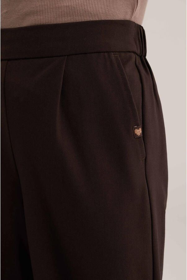 WE Fashion loose fit broek met plooien donkerbruin - Foto 2