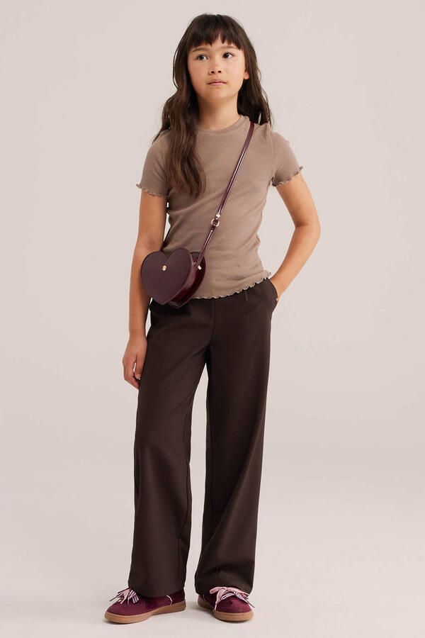 WE Fashion loose fit broek met plooien donkerbruin - Foto 3