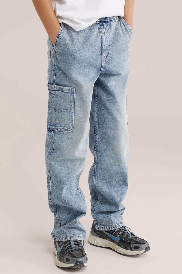 WE Fashion loose fit cargo jeans lichtblauw