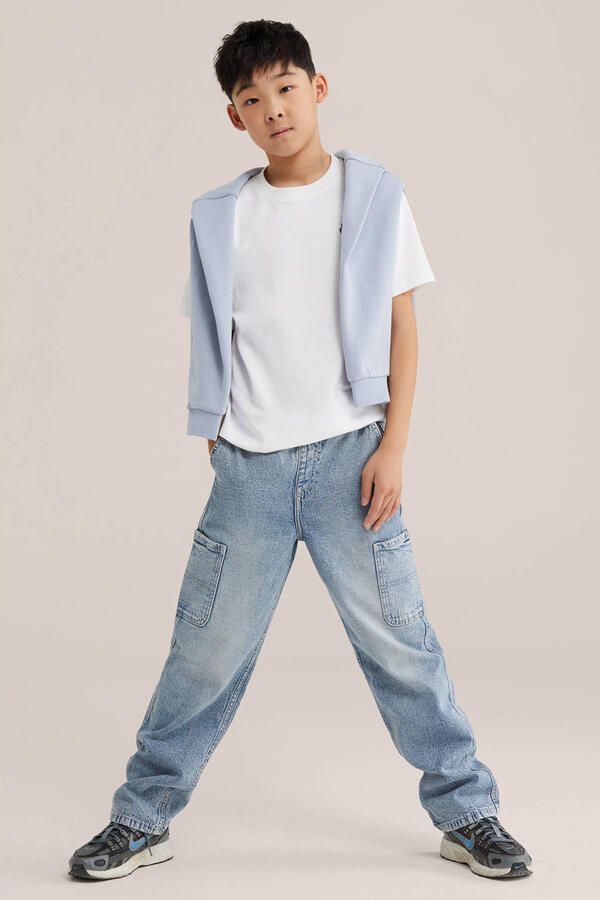 WE Fashion loose fit cargo jeans lichtblauw - Foto 3