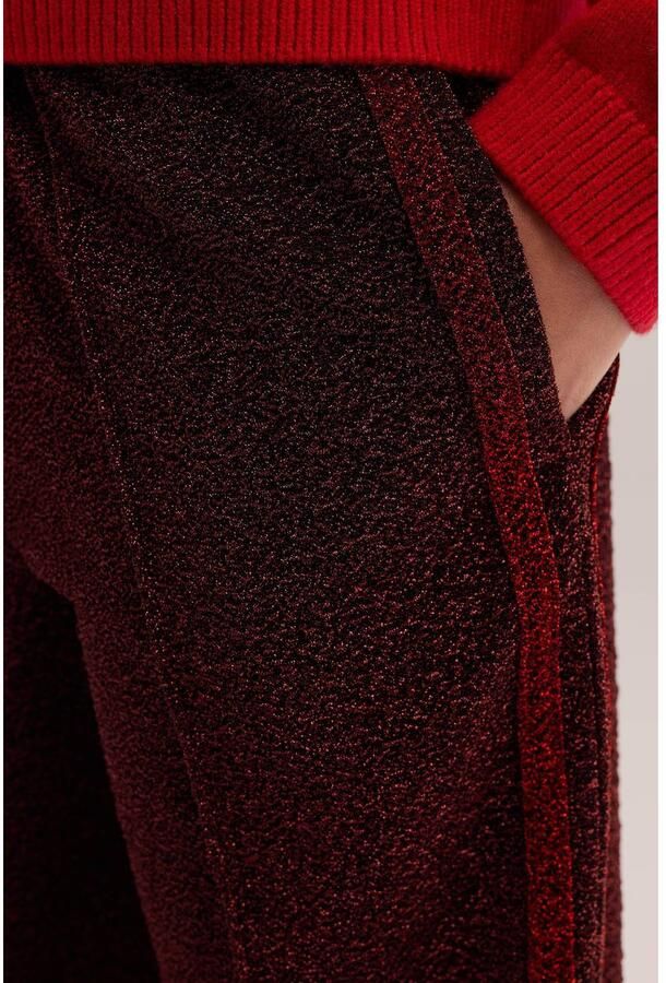 WE Fashion loose fit casual broek met glitters donkerrood Meisjes Polyester - Foto 2