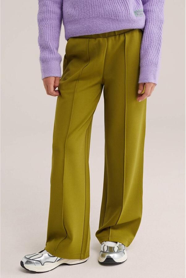 WE Fashion loose fit casual broek olijfgroen Meisjes Polyester Effen