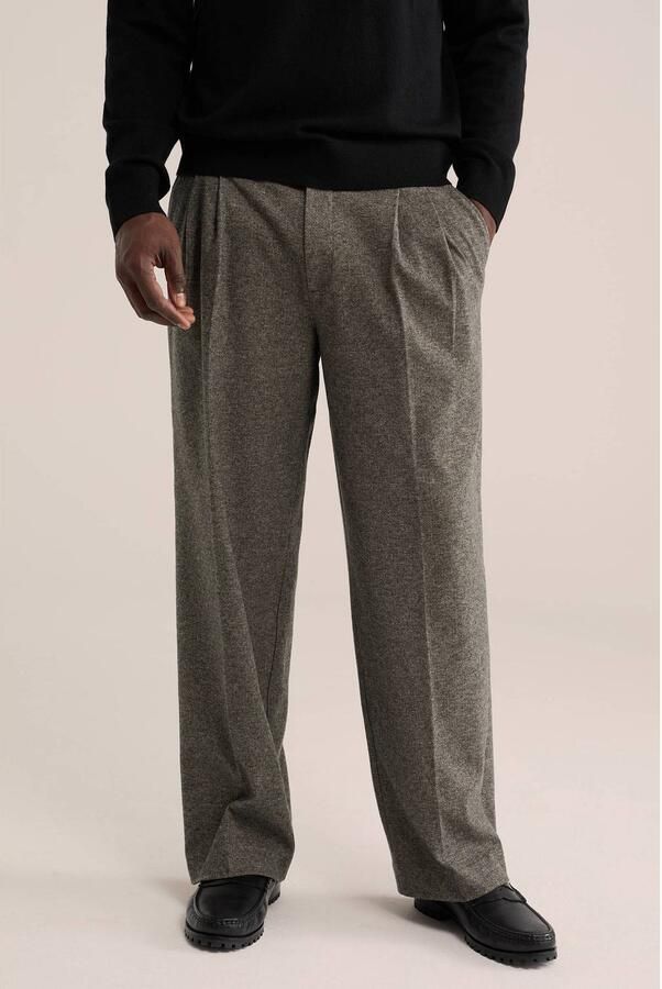 WE Fashion loose fit chino met plooien en melée grijs - Foto 3
