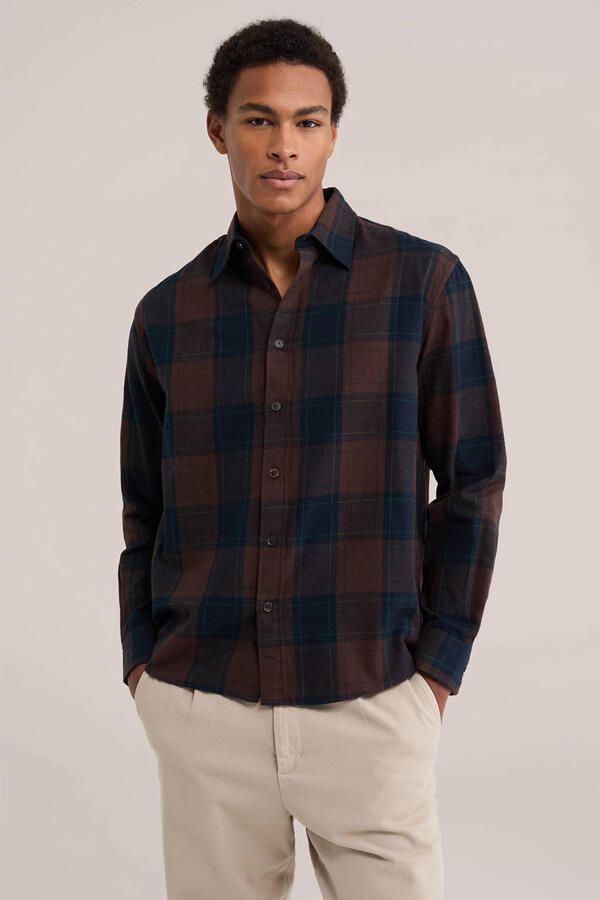 WE Fashion loose fit geruit overhemd blauw