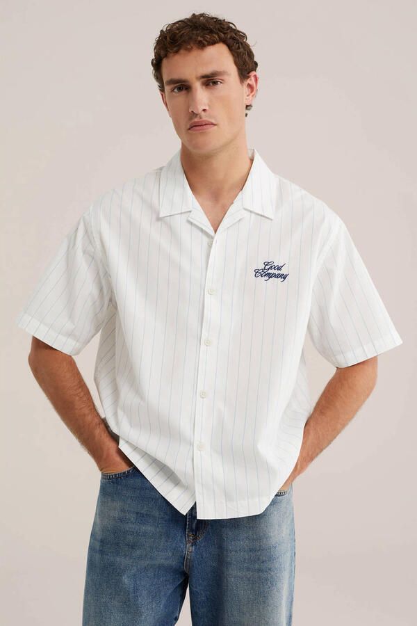 WE Fashion loose fit gestreept overhemd ecru