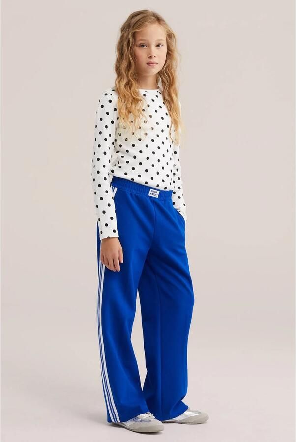 WE Fashion loose fit gestreepte joggingbroek blauw Meisjes Nylon Streep - Foto 3