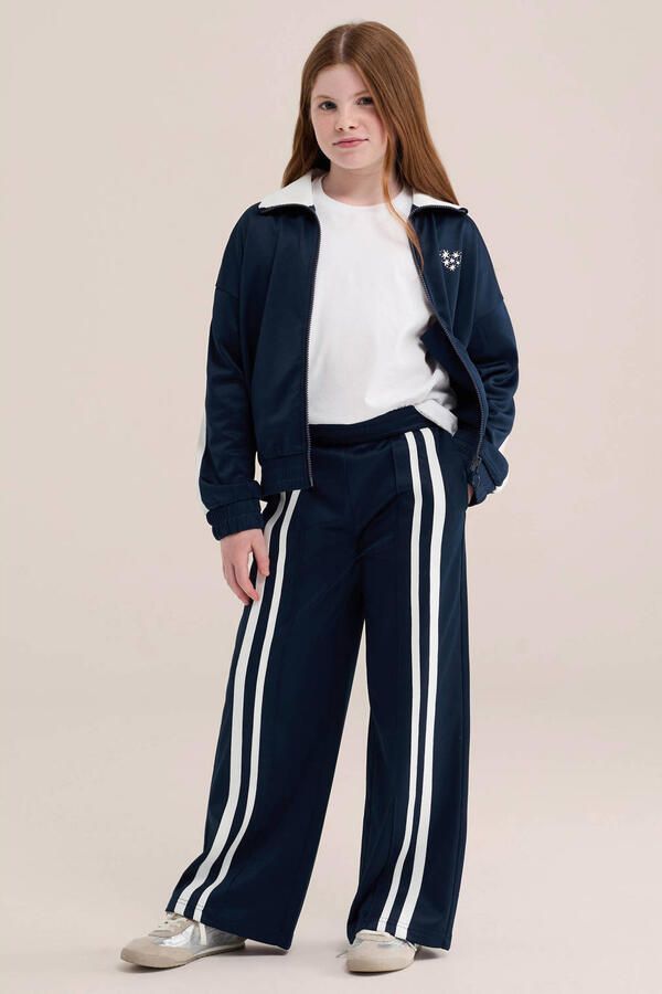 WE Fashion loose fit gestreepte joggingbroek donkerblauw