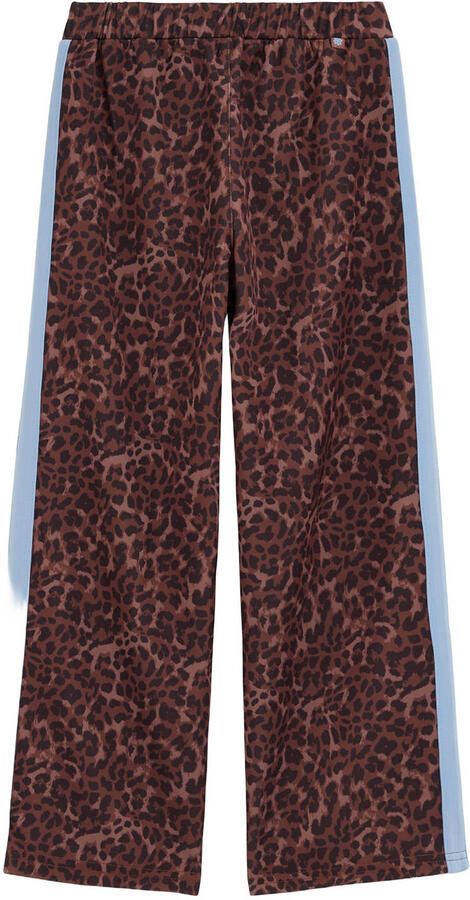 WE Fashion loose fit gestreepte joggingbroek met panterprint bruin blauw - Foto 3