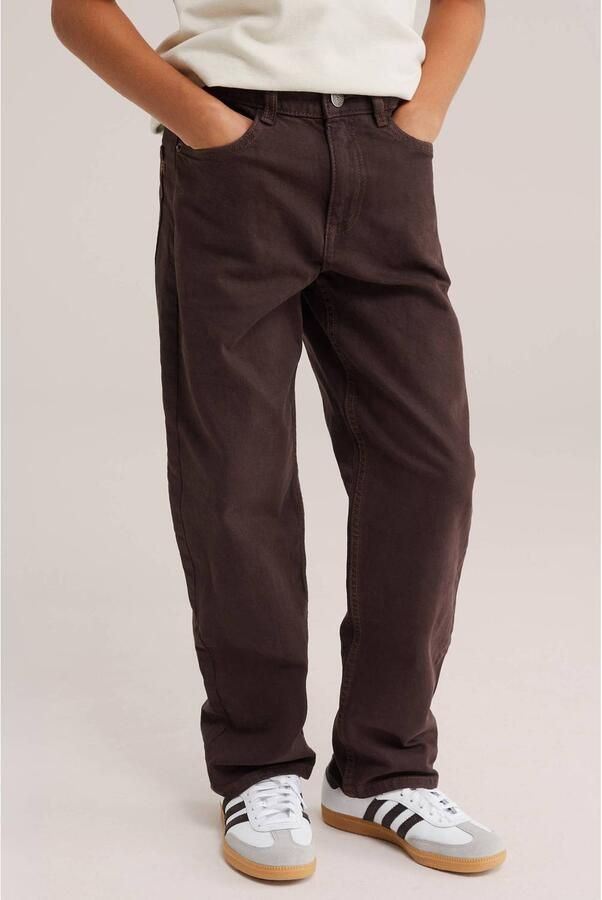 WE Fashion loose fit jeans mocha Bruin Jongens Denim Effen