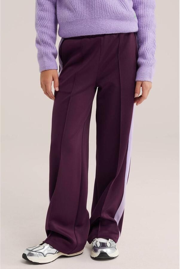 WE Fashion loose fit joggingbroek aubergine lichtpaars Meisjes Polyester
