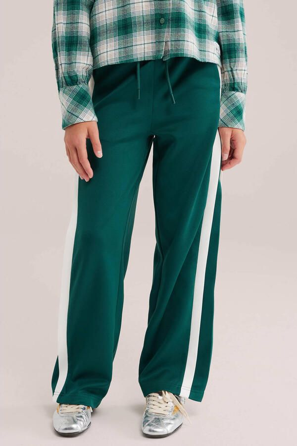 WE Fashion loose fit joggingbroek donkergroen wit