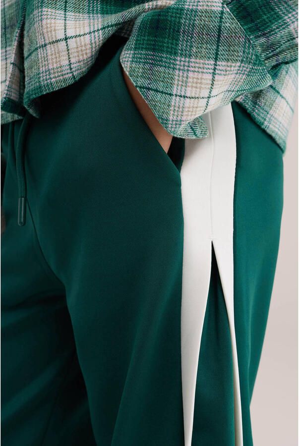 WE Fashion loose fit joggingbroek donkergroen wit - Foto 2