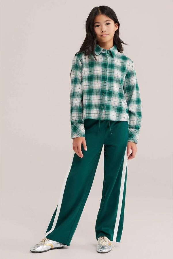 WE Fashion loose fit joggingbroek donkergroen wit - Foto 3