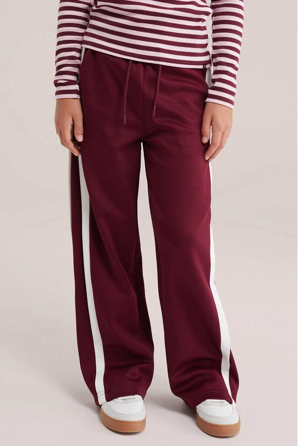 WE Fashion loose fit joggingbroek donkerrood wit