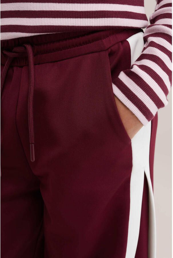 WE Fashion loose fit joggingbroek donkerrood wit - Foto 2