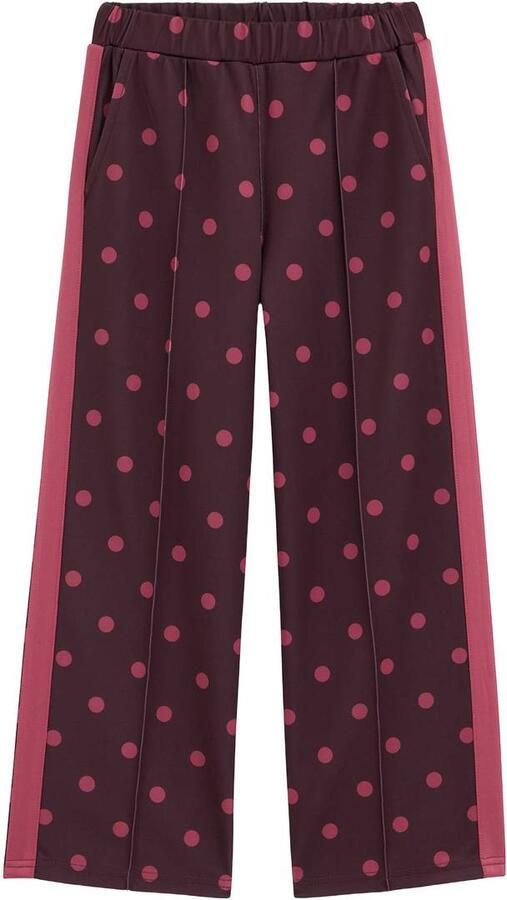 WE Fashion loose fit joggingbroek met stippen donkerrood roze Meisjes Polyester