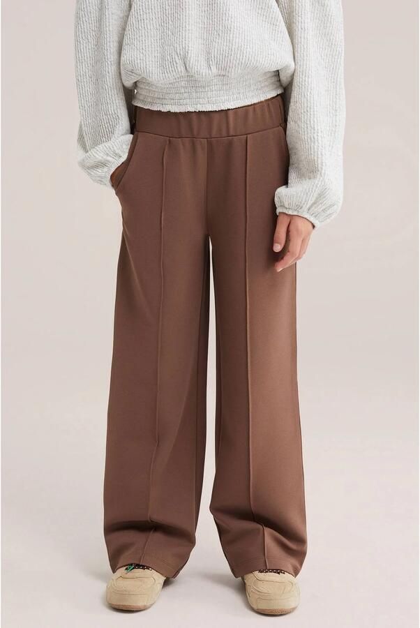 WE Fashion loose fit pantalon bruin Broek Meisjes Polyester Effen