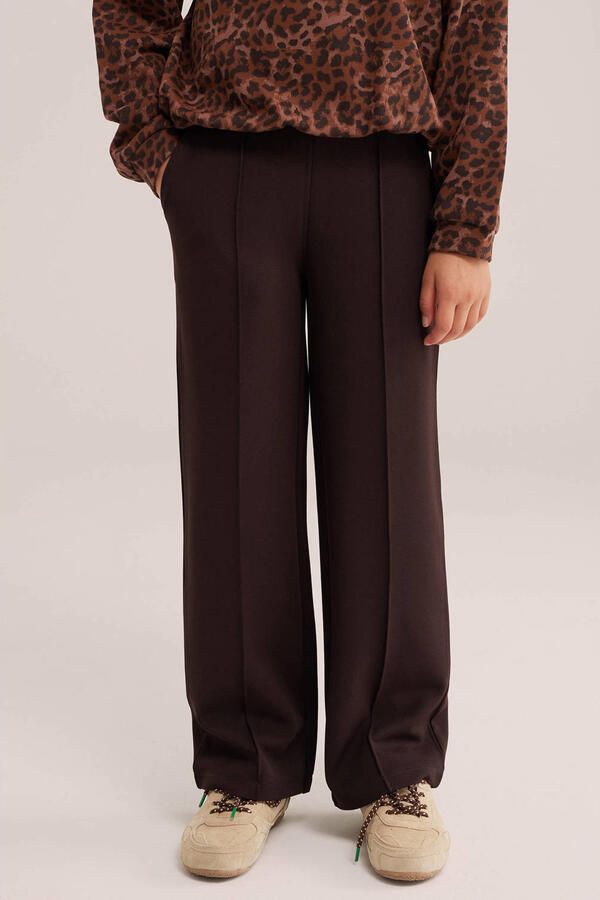 WE Fashion loose fit pantalon donkerbruin