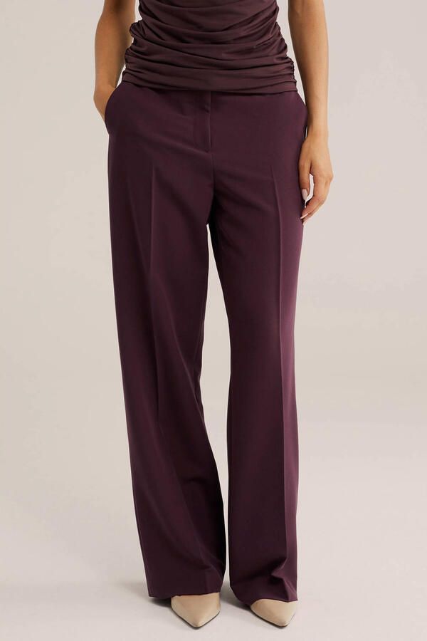 WE Fashion loose fit pantalon donkerpaars