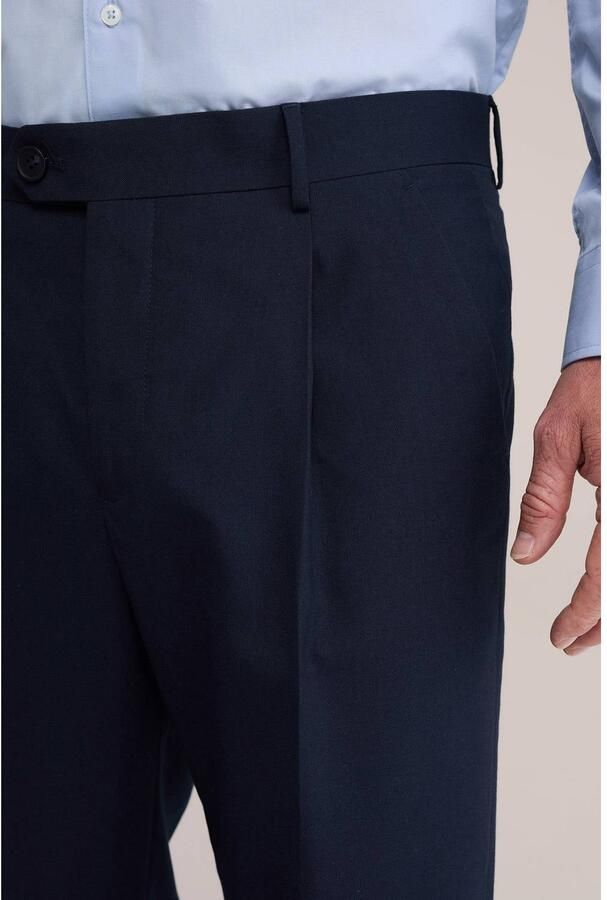 WE Fashion loose fit pantalon met plooien donkerblauw - Foto 2