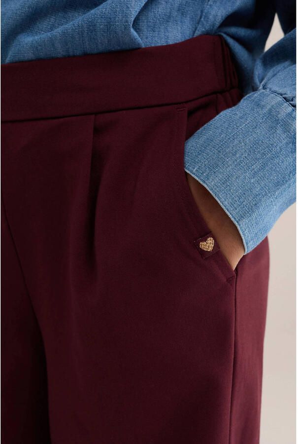 WE Fashion loose fit pantalon met plooien donkerrood - Foto 2