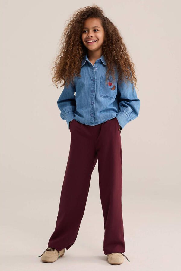 WE Fashion loose fit pantalon met plooien donkerrood - Foto 3