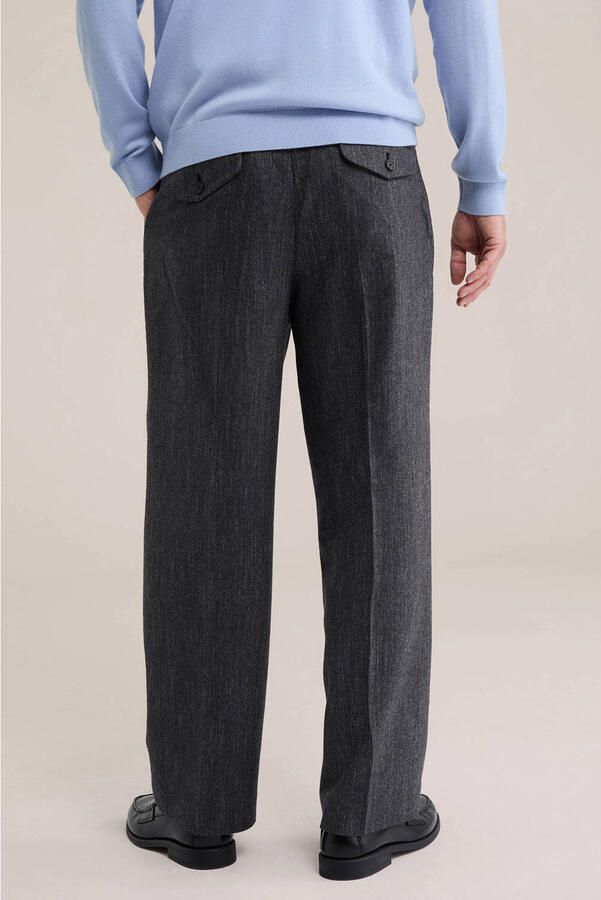 WE Fashion loose fit pantalon met plooien wol en kasjmier antraciet - Foto 3