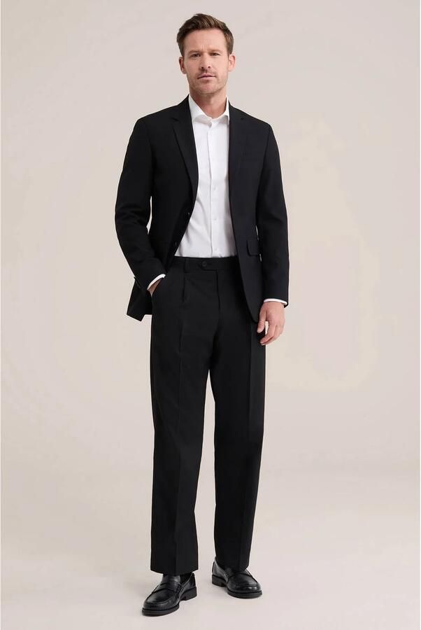 WE Fashion loose fit pantalon met plooien zwart uni - Foto 3