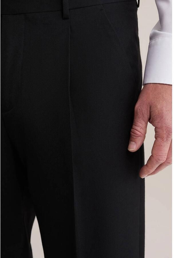 WE Fashion loose fit pantalon met plooien zwart uni - Foto 2
