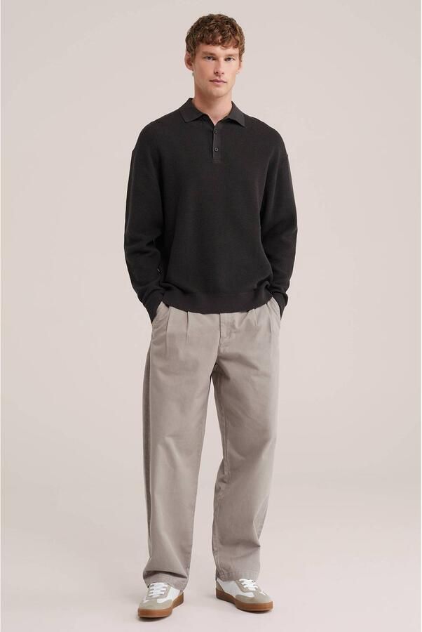 WE Fashion loose fit twill chino met plooien grijs - Foto 2
