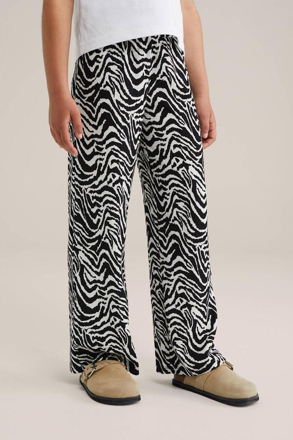WE Fashion loose palazzo broek zwart wit - Foto 3