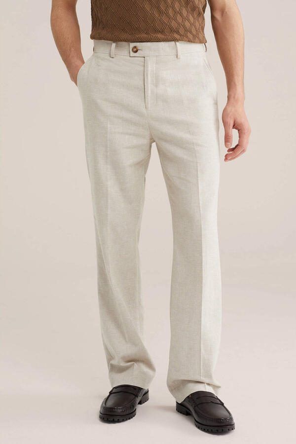 WE Fashion loose pantalon met linnen ecru