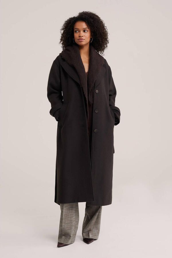 WE Fashion manteljas met ceintuur en wol bruin - Foto 2