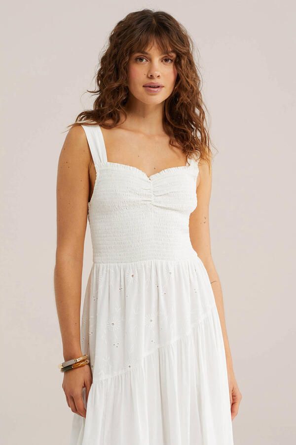 WE Fashion maxi jurk broderie wit