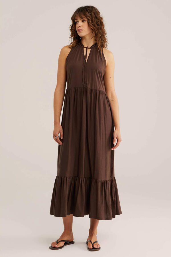 WE Fashion maxi jurk bruin - Foto 3