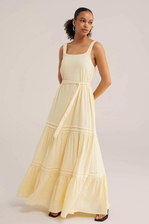 WE Fashion maxi jurk lichtgeel - Foto 3