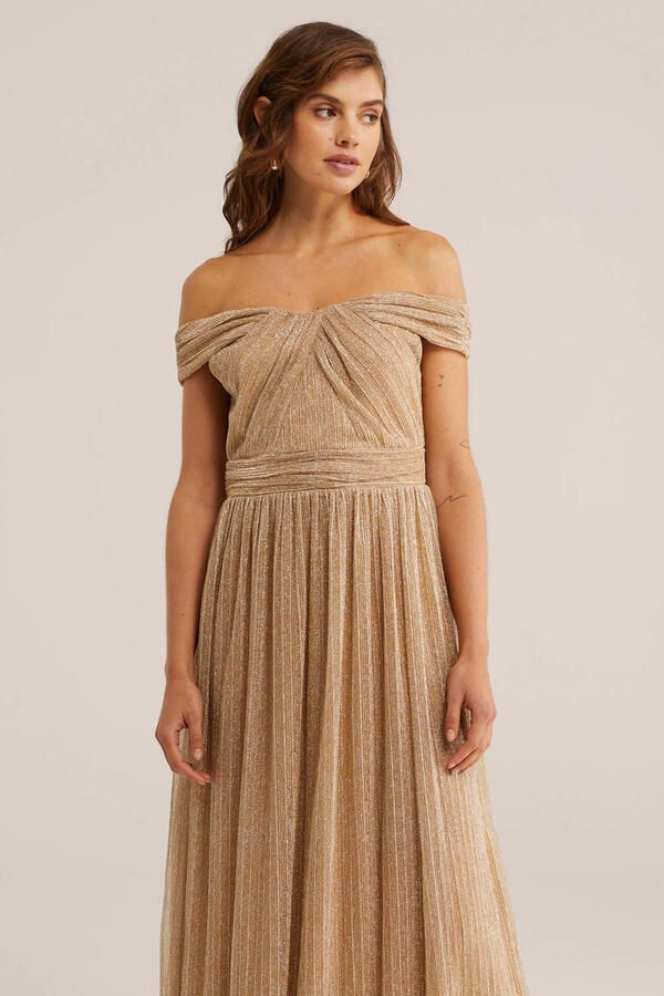 WE Fashion maxi jurk met glitter goud