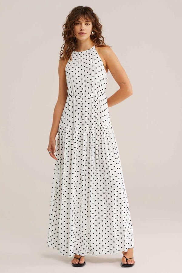 WE Fashion maxi jurk met stippen ecru - Foto 2