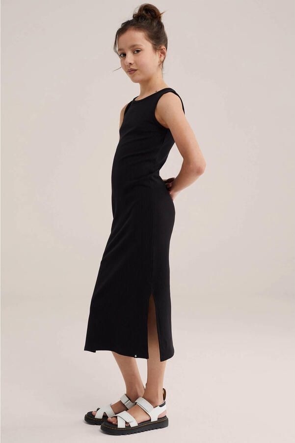 WE Fashion maxi jurk rib gebreid zwart - Foto 3