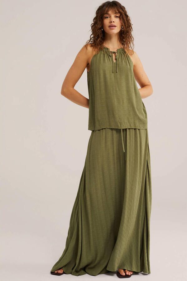 WE Fashion maxi rok olijfgroen - Foto 3